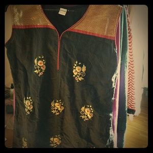 Indian brocade detail tunic/kurti with embroidery
